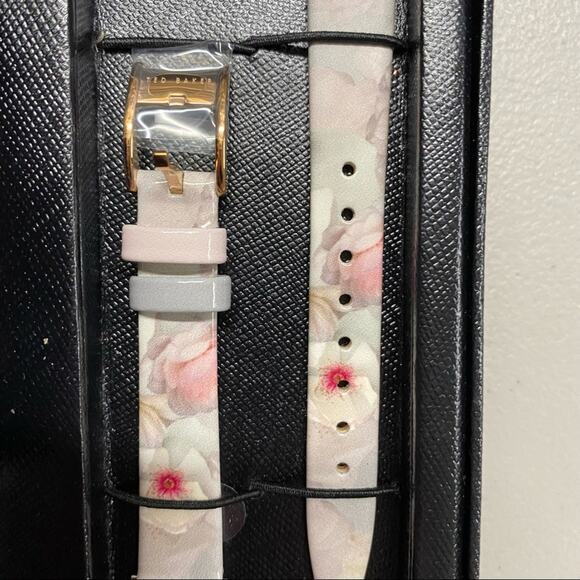 Ted Baker Watch Floral White Interchangable Leather Strap Gold Hardware Designer - Picture 5 of 5